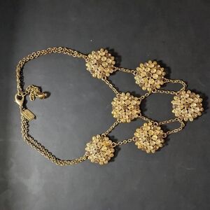 Badgley Mischka Gold Tone Beaded Cluster Bib Style Statement Necklace